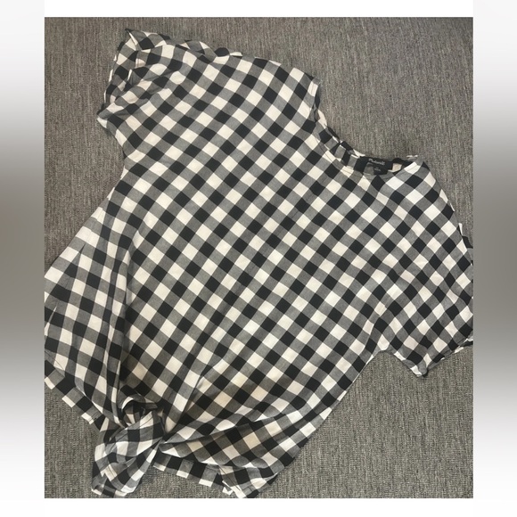 Madewell Black White Gingham Plaid Tie Front Button Back Blouse Womens Size XS - Picture 1 of 8